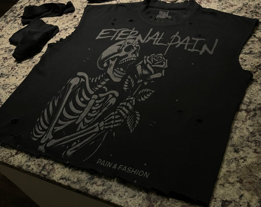 Who Says Pain Can't Be turned Into Fashion T-shirts Sleeveless/Distress (Black)